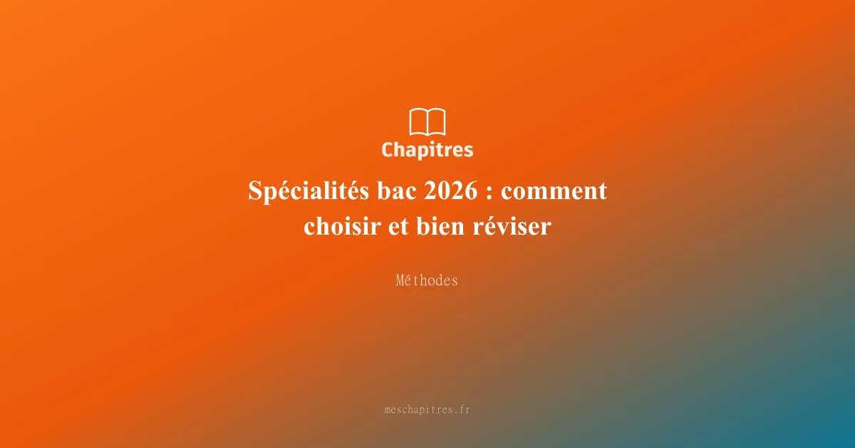 Spécialités bac 2026 : comment choisir et bien réviser